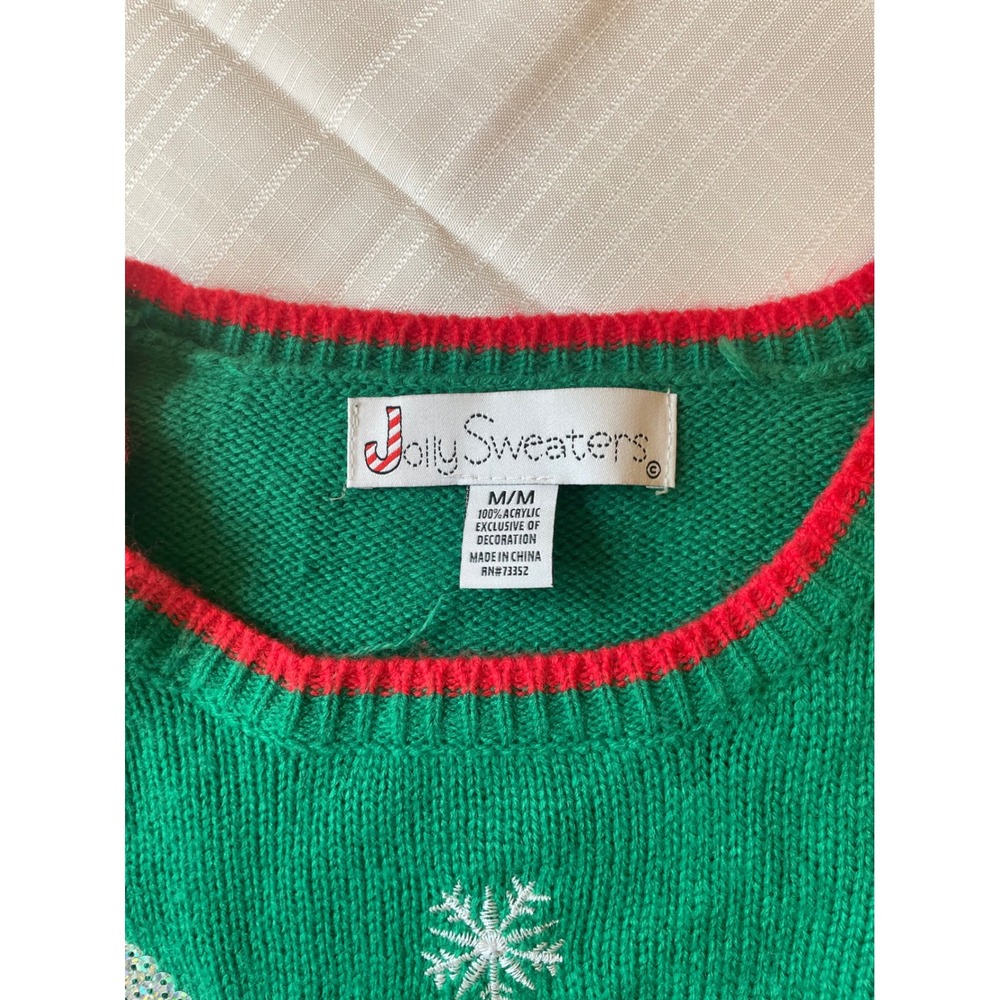 Jolly Sweaters Dinosaur Christmas Sweater Holiday Party Green Red M/M‎ - Picture 2 of 6